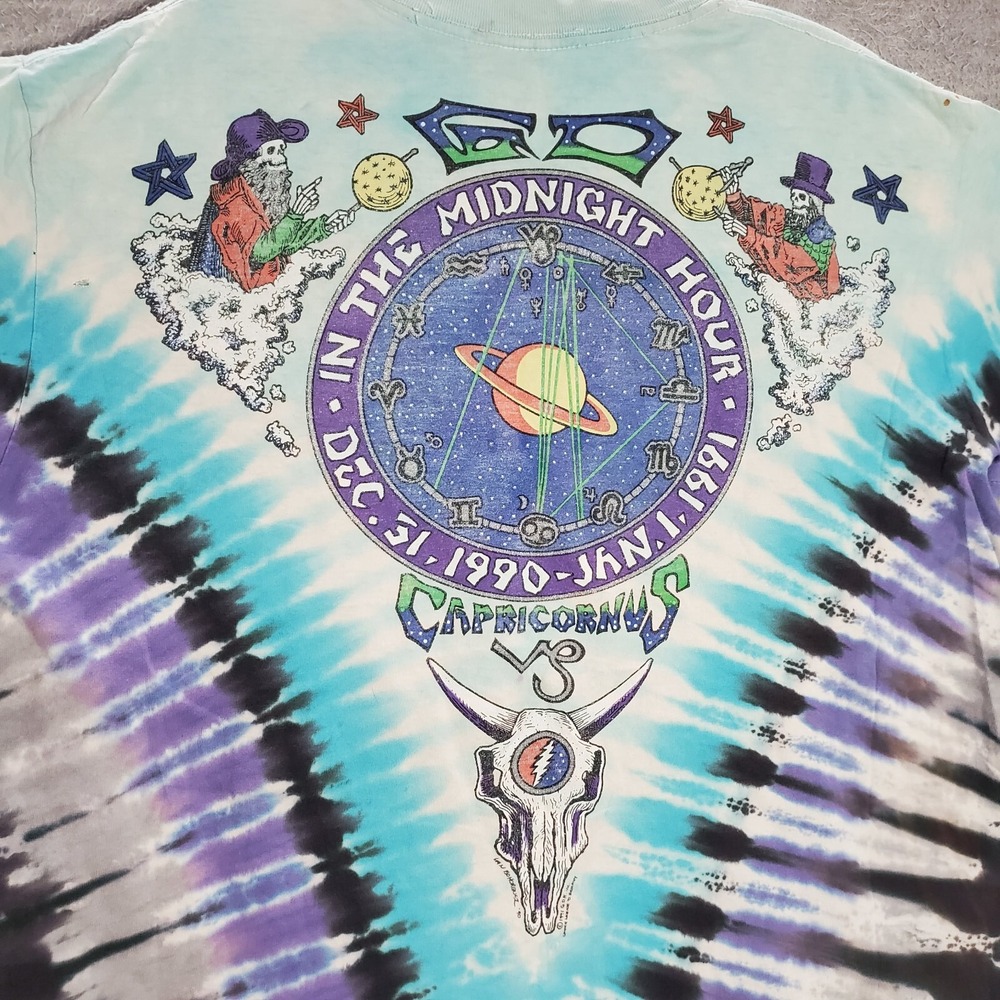 VINTAGE Grateful Dead Men Shirt Xl Tie Dye 1990 Liquid Blue Capricornus READ - Picture 4 of 16